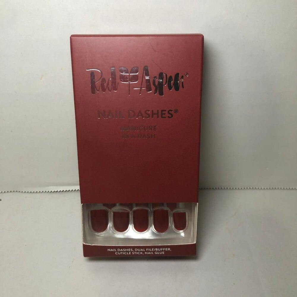 Red Aspen Nail Dashes Manicure In A Dash Kit Fall For Christine Press On Nails
